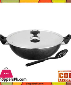 Sonex Non-Stick Cooking Wok With Steel Lid - 27 cm - Black