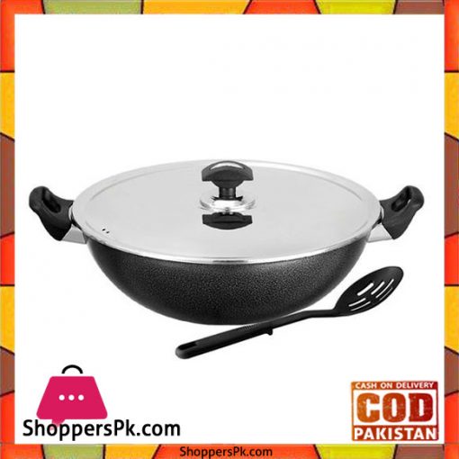 Sonex Non-Stick Cooking Wok With Steel Lid - 27 cm - Black