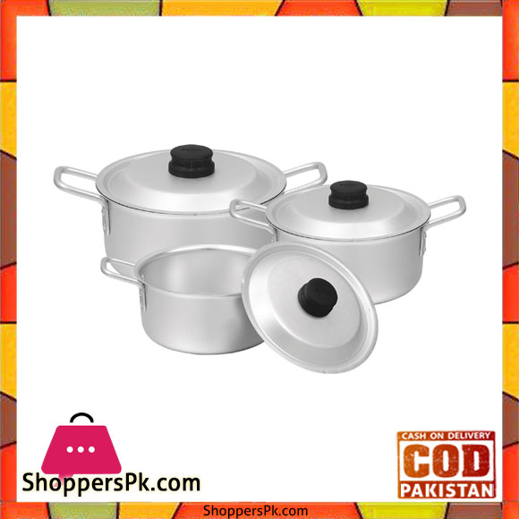 Sonex Chrome Wire Handle Set – 3 Cooking Pots Set