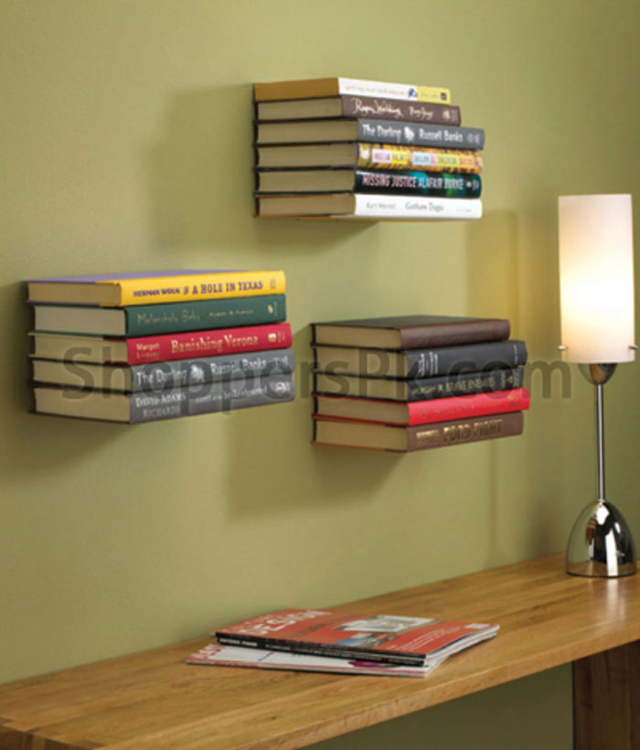 Stainless Metal Wall Invisible Floating Book Shelf One Pieces