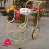 Tea Trolley Gold Plated with Two Big Wheel