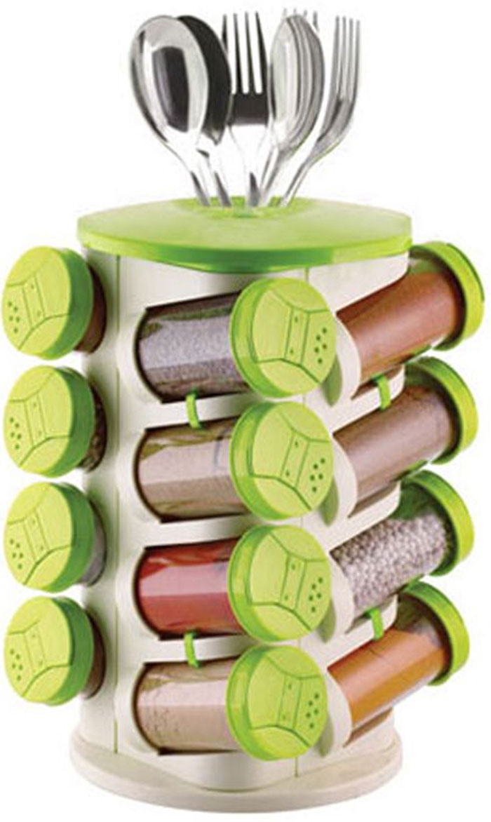 Trueware Green Spice Rack 16 Jars Plastic