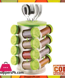 Trueware Green Spice Rack 16 Jars Plastic