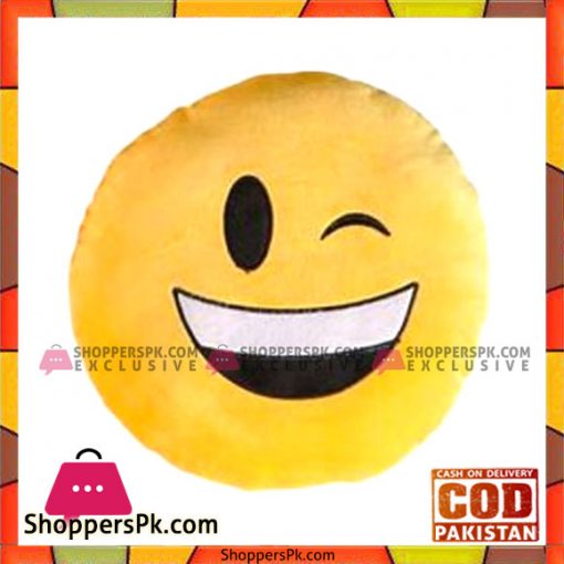 Wink Emoji Cushion - Yellow