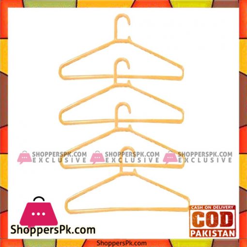 Yellow Plastic Clothe Hangers - 12 Pcs