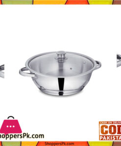 Sonex Mega Wok – Stainless Steel – Glass Lid - 30 cm