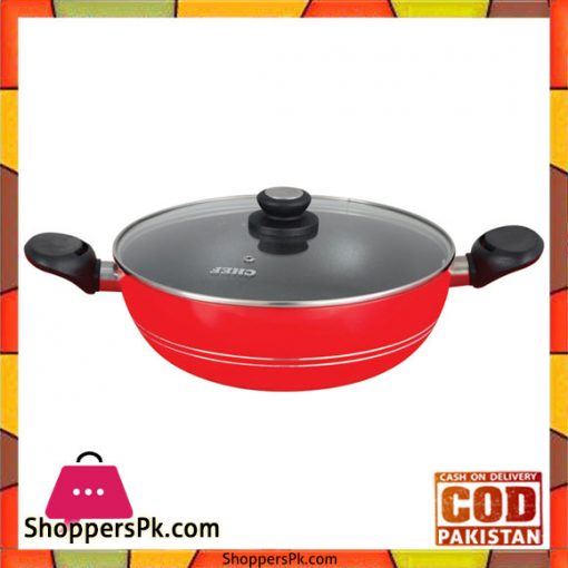 Chef Nonstick Cooking Wok – Glass Lid - 24 cm