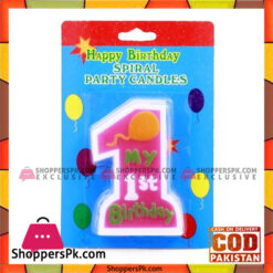 Balloons 1st Birthday Candle Large - Pink