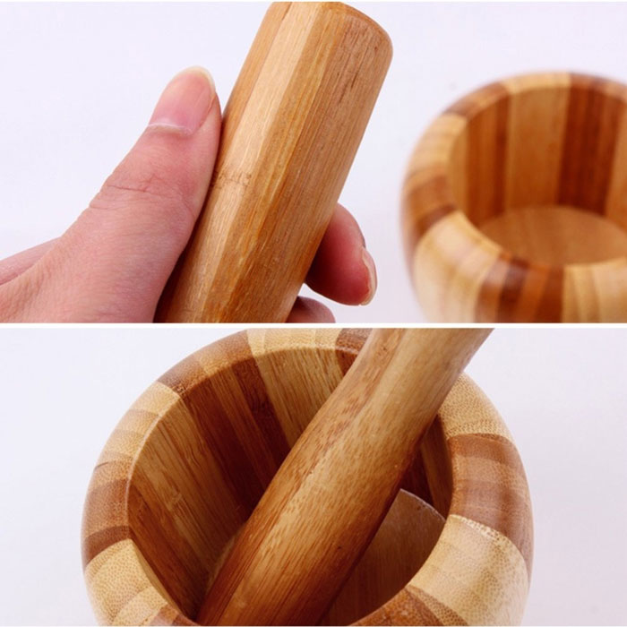 Bamboo Mortar And Pestle