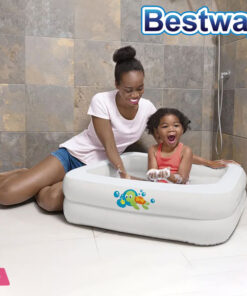 Bestway Baby Bath Tub Square with Inflatable Bottom White 34 x 34 x 10 Inch - 51116