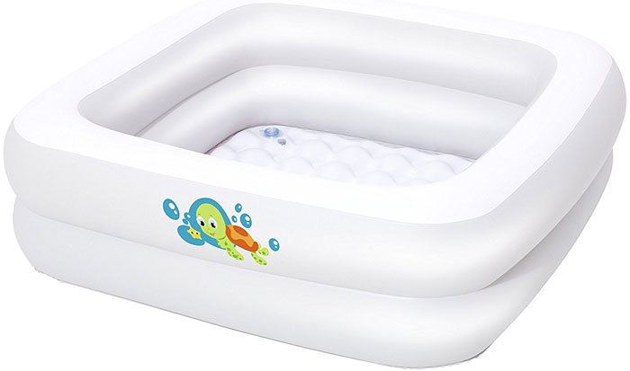 Bestway Baby Bath Tub Square With Inflatable Bottom White 34 X 34 X 10 Inch - 51116