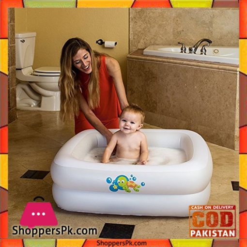 Bestway Baby Bath Tub Square with Inflatable Bottom White 34 x 34 x 10 Inch - 51116