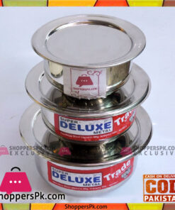 Deluxe Stainless Steel 3 Pieces Degchi Set
