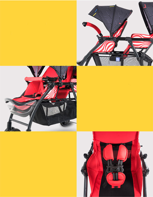High Quality Twins Baby Stroller Double Seat Red And Blue -705