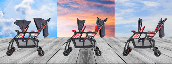 High Quality Twins Baby Stroller Double Seat Red And Blue -705