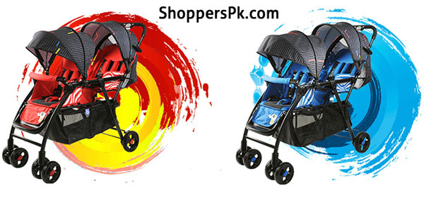 High Quality Twins Baby Stroller Double Seat Red And Blue -705