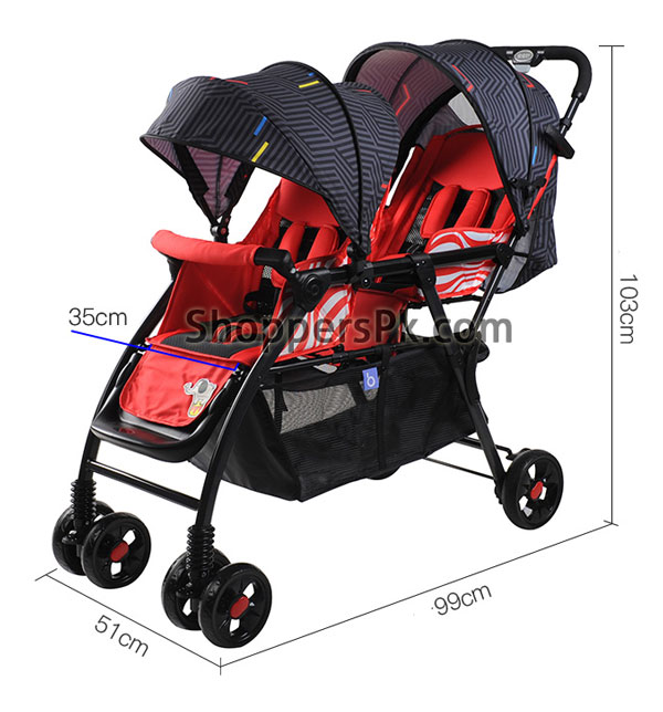 High Quality Twins Baby Stroller Double Seat Red And Blue -705