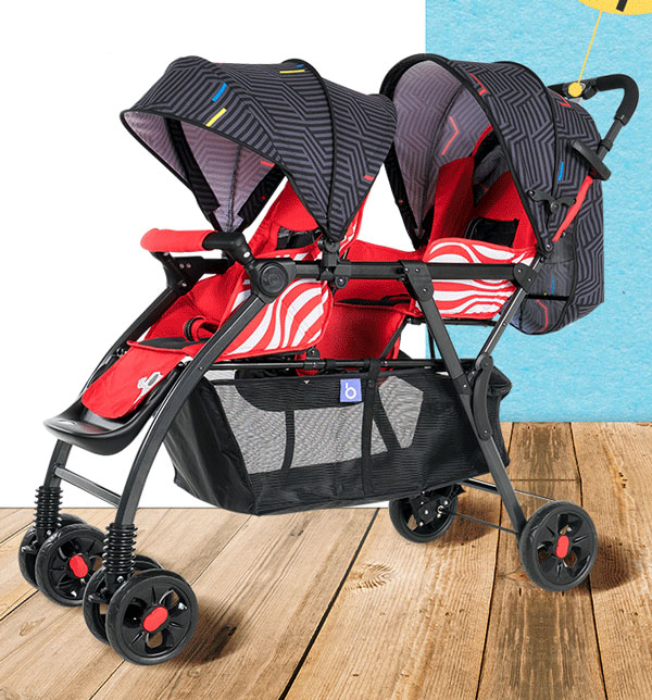 High Quality Twins Baby Stroller Double Seat Red And Blue -705