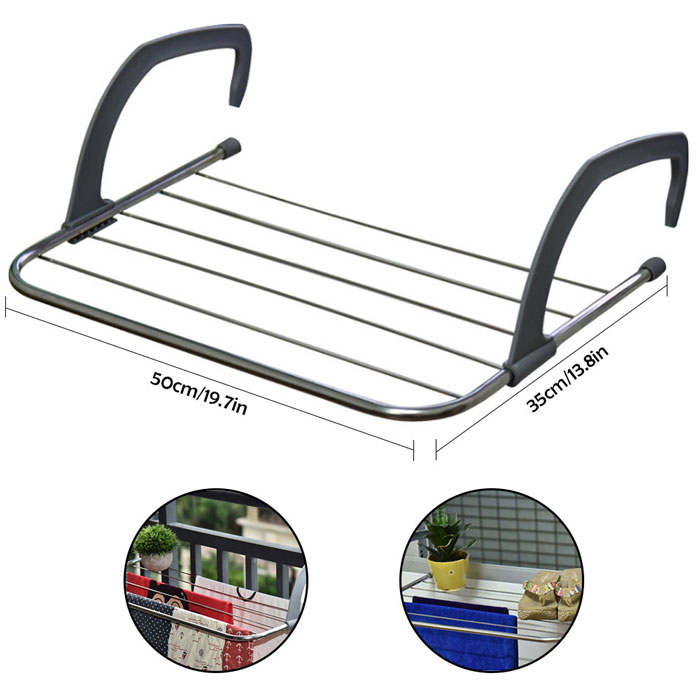 Indoor Outdoor Easy Install Folding Clothes Rack Drying Shoes Dryer Laundry Hanger Balcony Stainless Steel Bathroom Window