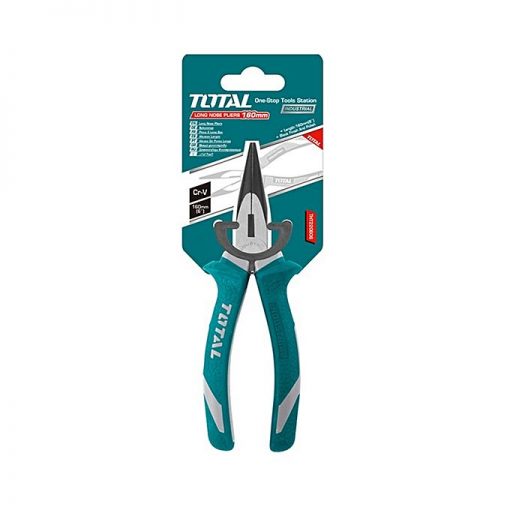 Total Tht220606 Long Nose Plier 6'' Black Finish And Polish-Green