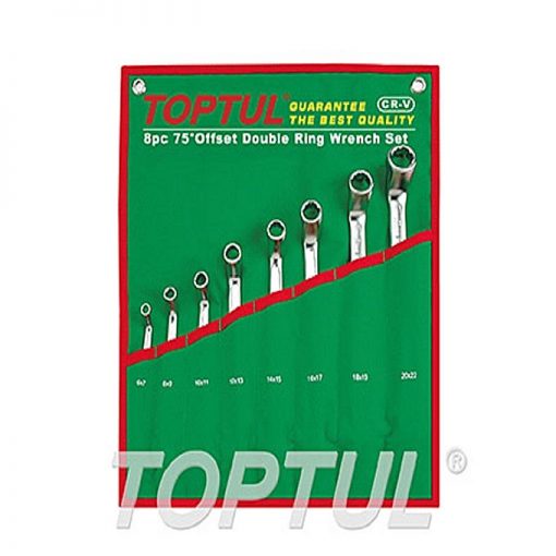TOPTUL Double Offset Ring Wrench Set 75° 8PCS Pouch Bag TOPTUL GAAA0810
