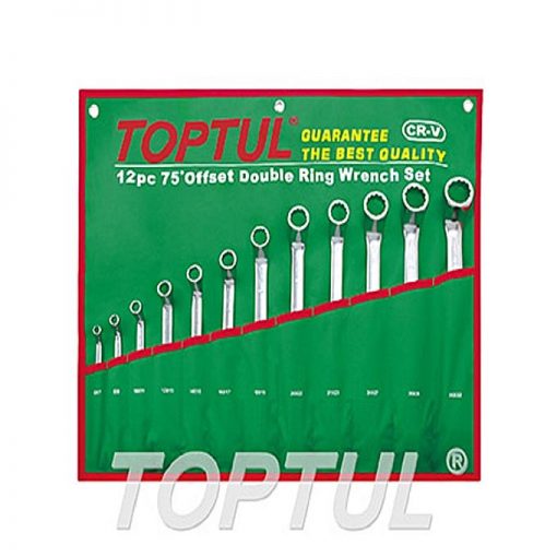 TOPTUL Double Offset Ring Wrench Set 75° 12Pcs Pouch Bag TOPTUL GAAA1204