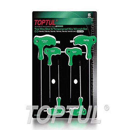 TOPTUL 6PCS Two Way Star & Tamper Proof Key Wrench Set AIEA T10 T15 T20 T25 T30 T40 TOPTUL GAAS0602