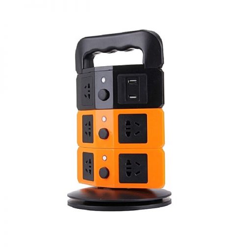 Tower Power Socket With Usb Charging Station - 2.1 - Black & Orange