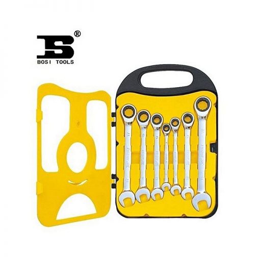 Bosi Bs401207 Combination Ratchet Spanner Set-Silver