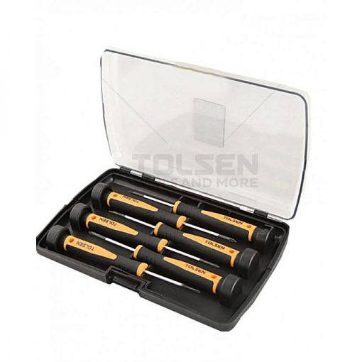 Tolsen Pack of 6 - Precision Screwdriver Set - Black & Yellow