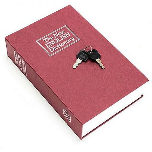 Flair Mini Dictionary Safe Storage Box with Key Lock , Metal Diversion Money Storage ,Secret (Red)