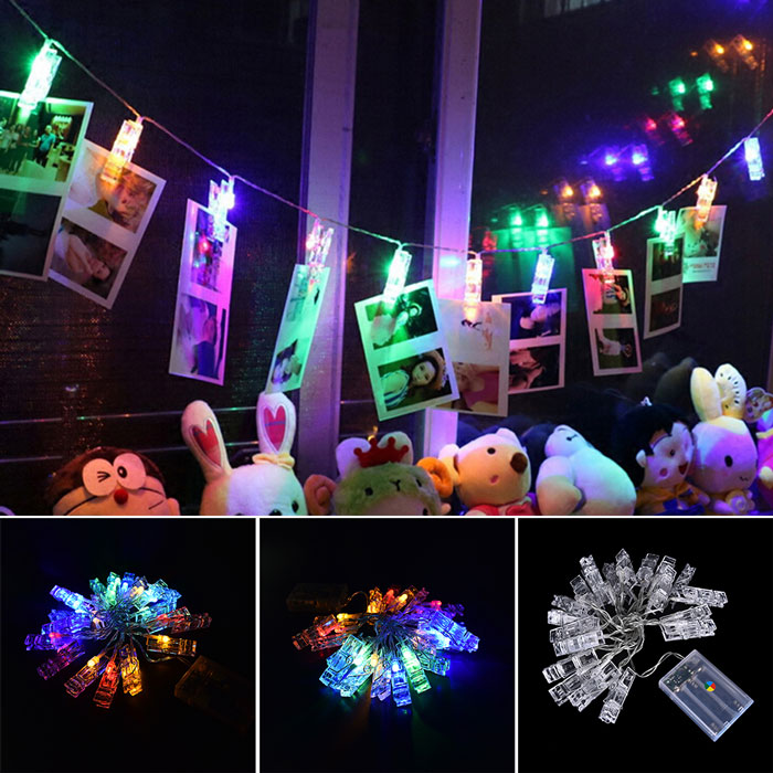 4 M 20 LED Battery Operated DIY Photo Card Clip Decorative Lighting String