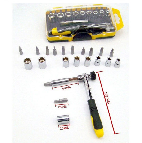 23 Pcs Ratchet Screwdriver Electrical Maintenance Tool - Black