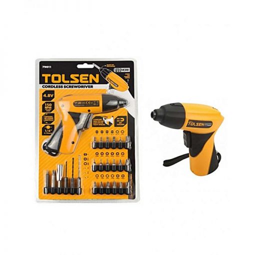 Tolsen Cordless Electric Screwdriver with 24 Accessories - Black & Yellow