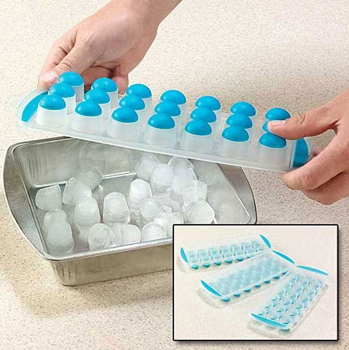4 Push Out Ice Cube Trays Easy Pop Out Round Cubes Flexible Silicone Bottom Tray