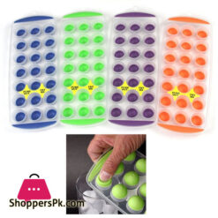 4 Push Out Ice Cube Trays Easy Pop Out Round Cubes Flexible Silicone Bottom Tray
