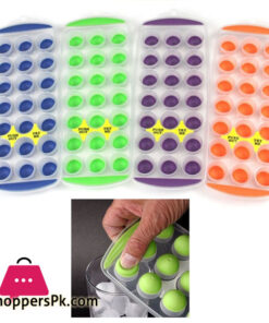 4 Push Out Ice Cube Trays Easy Pop Out Round Cubes Flexible Silicone Bottom Tray