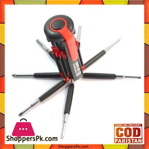 8 In 1 Multi Screwdriver Set With Led Torch Light - Black