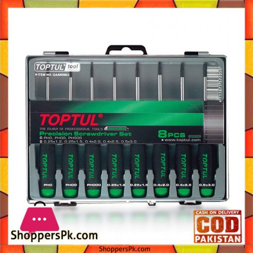8Pc Screw Driver Phillips and Flat Precision Set GAAW0802 - Green