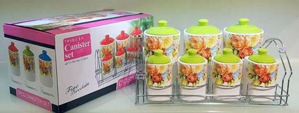Canister Set 7 Piece With Metal Stand