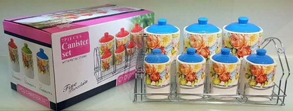Canister Set 7 Piece With Metal Stand