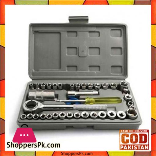 40 Pcs Combination Socket Wrench Set Tool Kit - Silver