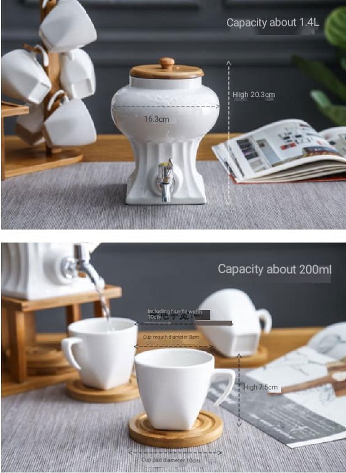 Creative Nordic Shape Wooden Holder Cup Hanging Ceramic Coffee Tea Set Restaurant Home Coffee Cup 10 Creative Nordic Shape Wooden Holder Cup Hanging Ceramic Coffee Tea Set Restaurant Home Coffee Cup