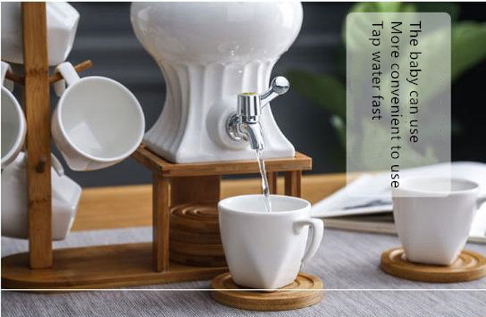 Creative Nordic Shape Wooden Holder Cup Hanging Ceramic Coffee Tea Set Restaurant Home Coffee Cup