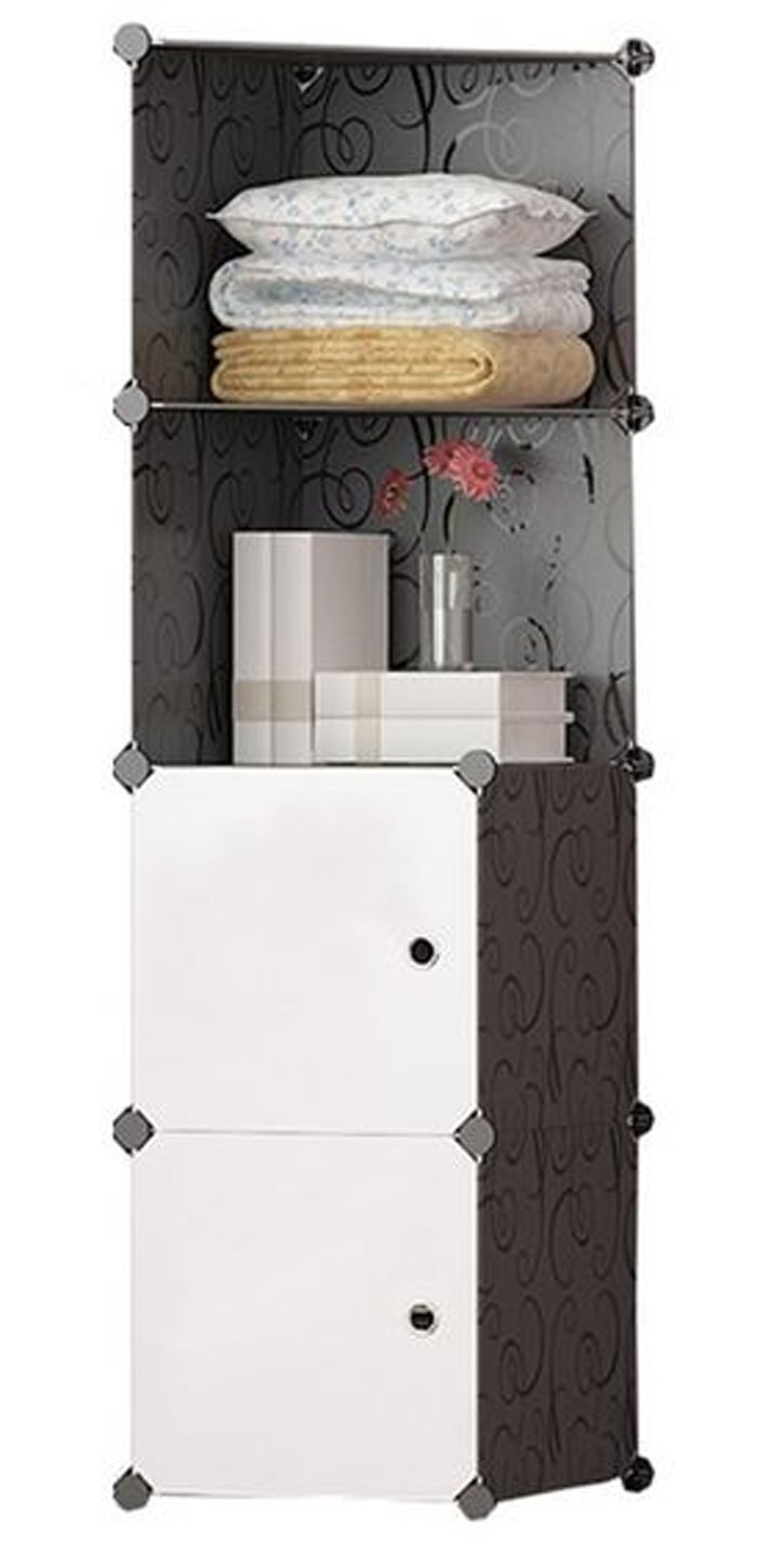 Diy Assembly Corner Storage Portable Cube Cabinet – 4 Cube