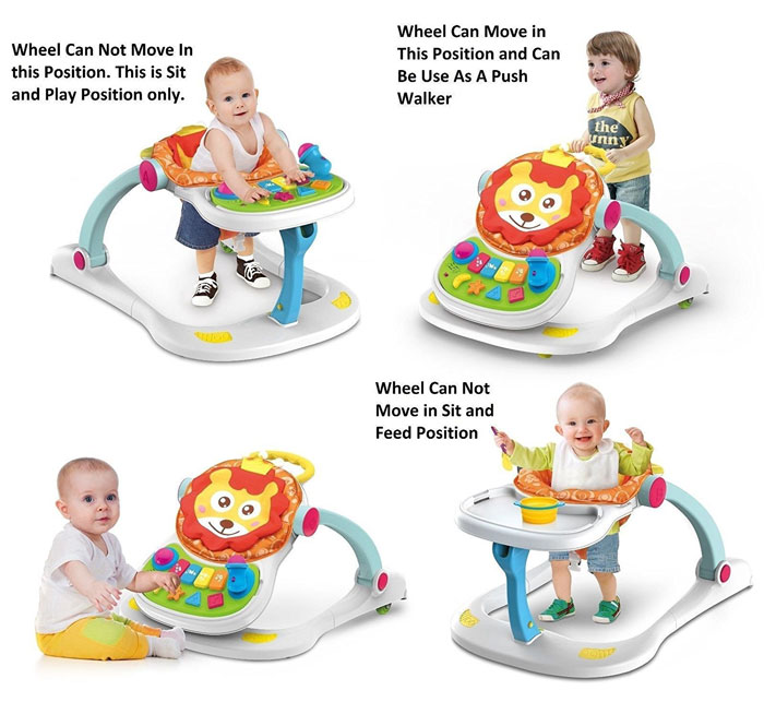 Huanger 4 In 1 Multi Functional Baby Entertainment Musical Play To Walk Baby Push Walker Age 6M+