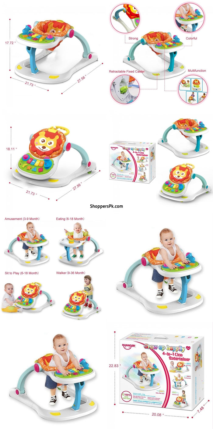 Huanger 4 In 1 Multi Functional Baby Entertainment Musical Play to Walk Baby Push Walker Age 6m+
