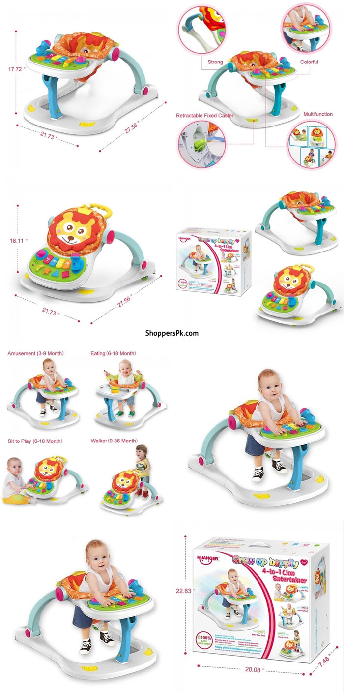 Huanger 4 In 1 Multi Functional Baby Entertainment Musical Play To Walk Baby Push Walker Age 6M+