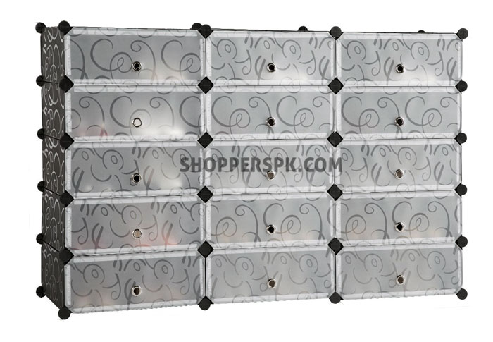 Intelligent Plastic Portable Cube Cabinet – Shoe Rack 15 Cube