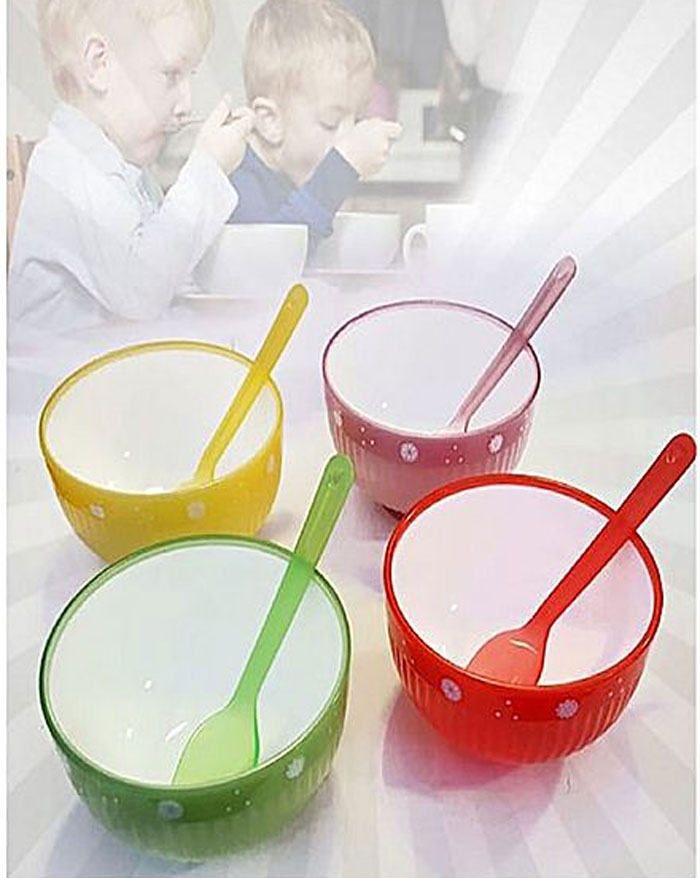 Jelly Bowls with Spoon 4 Pcs Multicolor